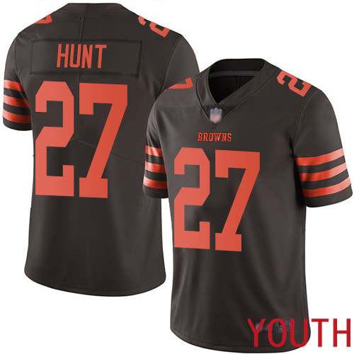 Cleveland Browns Kareem Hunt Youth Brown Limited Jersey 27 NFL Football Rush Vapor Untouchable